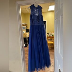 Elegant Blue Lace Prom Dress
